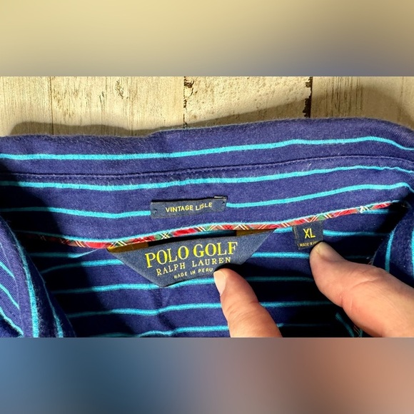 Polo Ralph Lauren Golf Polo Shirt Mens XL Blue Stripe Pony Preppy - Picture 4 of 9